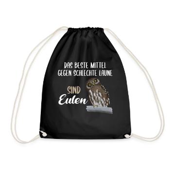 Eule Süßer Uhu Vogel Lustiger Spruch Geschenk - Turnbeutel - Schwarz - Vorne