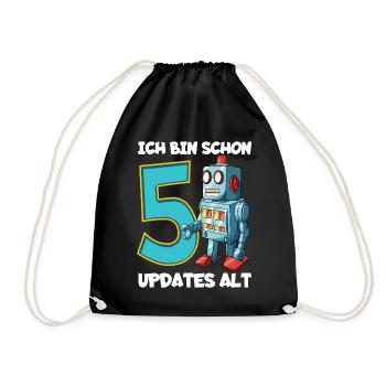 5 Jahre Roboter Jungen 5. Geburtstag - Turnbeutel - Schwarz - Vorne