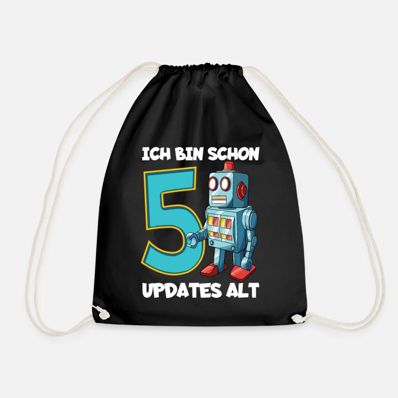 5 Jahre Roboter Jungen 5. Geburtstag - Turnbeutel - Schwarz