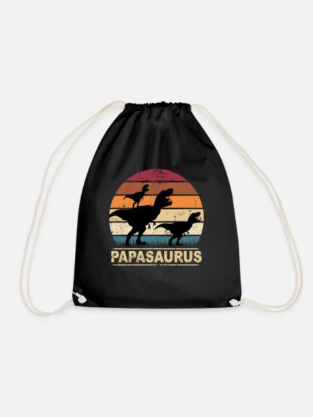 Papa Saurus Dino Zwillinge Papasaurus Dinosaurier - Turnbeutel - Schwarz