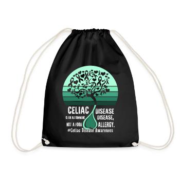 Celiac Disease Shirt, Autoimmune Disease, Not A - Drawstring Bag - black - Front