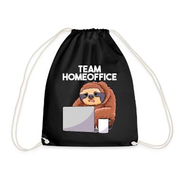 Team Home Office Sloth Home Office Laptop - Drawstring Bag - black - Front