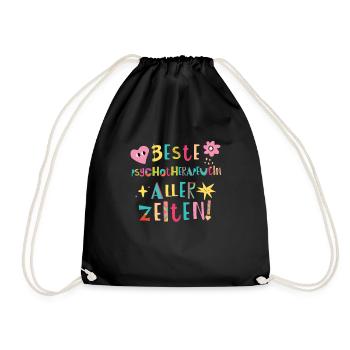 Beste Psychotherapeutin aller Zeiten Geschenk - Turnbeutel - Schwarz - Vorne