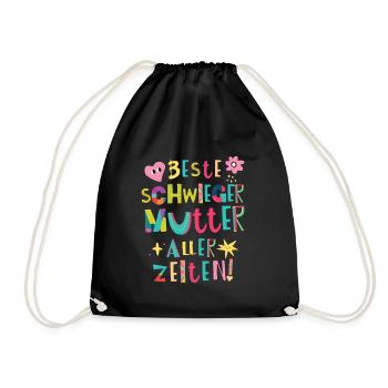 Beste Schwiegermutter aller Zeiten Geschenk - Turnbeutel - Schwarz - Vorne