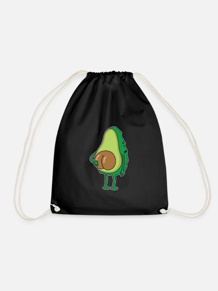 Avocadosamen Arsch vegan Avocado Hintern Gesäß - Turnbeutel - Schwarz