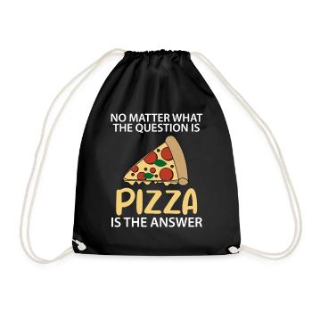 Pizza Italien Essen Lustiger Spruch Geschenk - Turnbeutel - Schwarz - Vorne