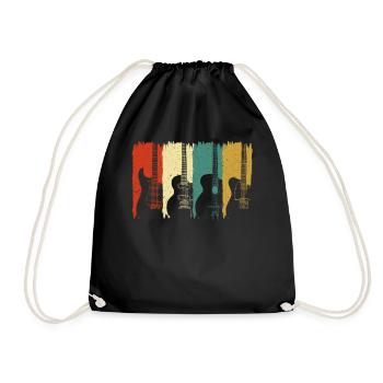 Retro Guitars Musicians Guitarists Electric Guitar - Drawstring Bag - black - Front