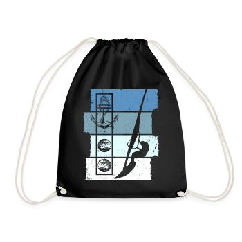 Windsurfing Retro - Drawstring Bag - black - Front