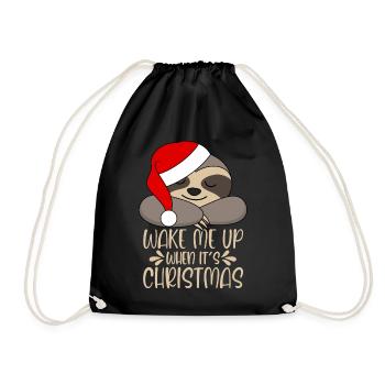 Wake me up when it's Christmas sloth - Drawstring Bag - black - Front