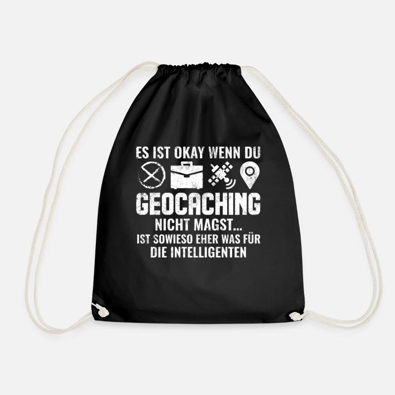 Geocaching | Geocache Geschenk - Turnbeutel - Schwarz