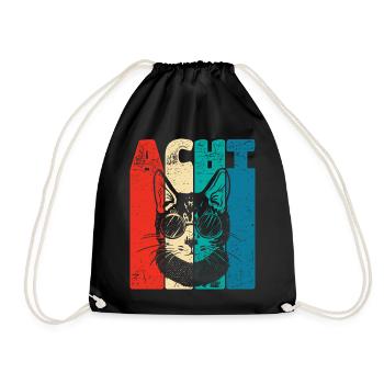 Retro Eight 8 ans 8 . Anniversaire Cool Cat - Sac de sport léger - noir - Devant