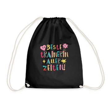 Beste Trainerin aller Zeiten Geschenk - Turnbeutel - Schwarz - Vorne