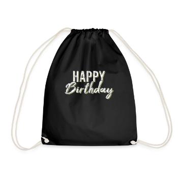 Happy Birthday - Turnbeutel - Schwarz - Vorne