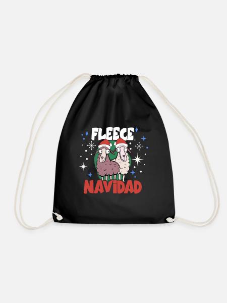 Lama Weihnachten Fleece Navidad - Turnbeutel - Schwarz