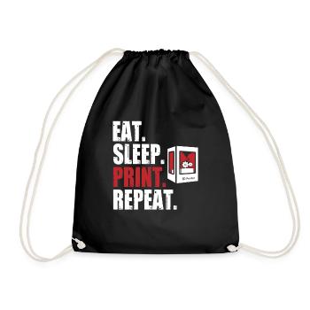 Eat Sleep Print Repeat 3 D Printing 3 D Printer - Drawstring Bag - black - Front