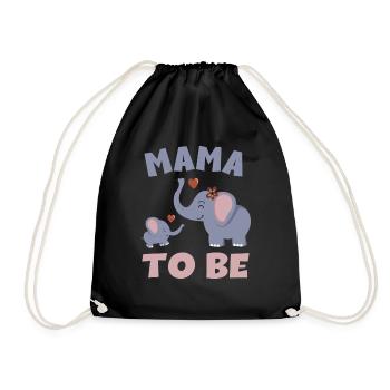 Mama To Be Elephant Baby Elephant - Baby offspring - Drawstring Bag - black - Front