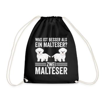 Zwei Malteser Hund Malteser - Turnbeutel - Schwarz - Vorne