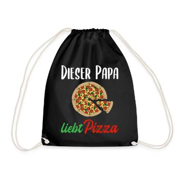 Pizza Papa Spruch Italien Essen Herren Geschenk - Turnbeutel - Schwarz - Vorne