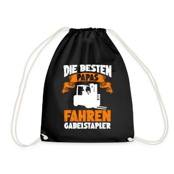 Stapler Papa Vater Vatertag Lagerist Staplerfahrer - Turnbeutel - Schwarz - Vorne