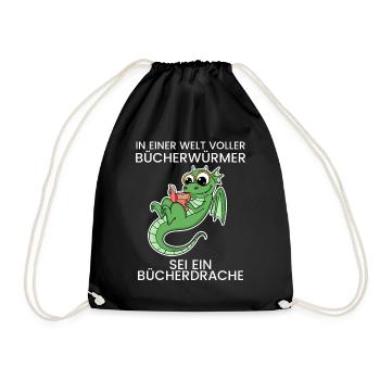 Bücher Drache Drachen - Turnbeutel - Schwarz - Vorne