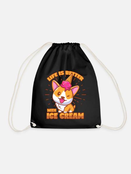 Eis Corgi Shiba Inu Hund Eiswaffel Eisbecher - Turnbeutel - Schwarz