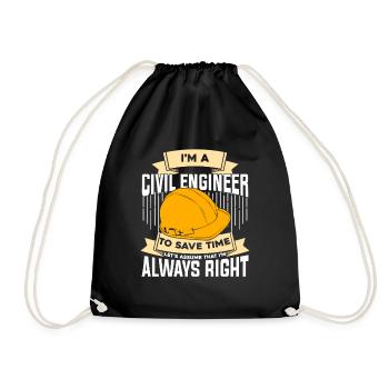 Civil Engineering Job Profession Civil Engineer Gift - Drawstring Bag - black - Front