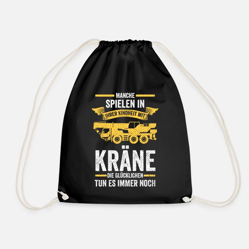 Kranfahrer Baustelle Krahnführer Kran - Turnbeutel - Schwarz