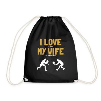 I love my Wife Padel Platform Tennis Paddleball - Drawstring Bag - black - Front