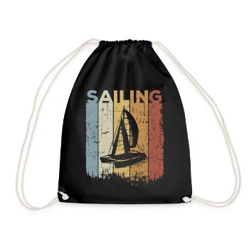 Katamaran Retro Segeln Segelboot Kapitän Segel - Turnbeutel - Schwarz - Vorne