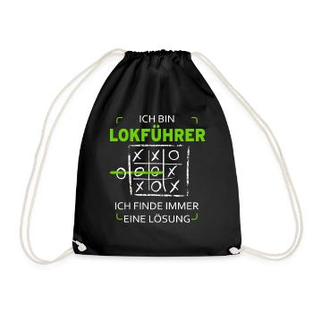Ich bin Lokführer Drei Gewinnt Lustig Witzig - Turnbeutel - Schwarz - Vorne