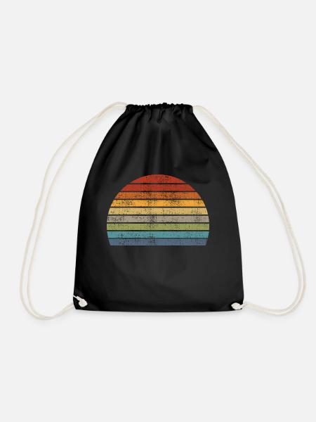 Retro Sonnenaufgang Regenbogen Vintage Hintergrund - Turnbeutel - Schwarz