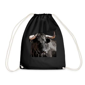 Stier Bulle Kuh Tier Motiv Aufdruck Ochse - Turnbeutel - Schwarz - Vorne