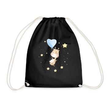 Adorable Giraffe In Space - Drawstring Bag - black - Front