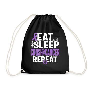 Cancer Awareness Shirt, Eat Sleep Crush Cancer - Drawstring Bag - black - Front