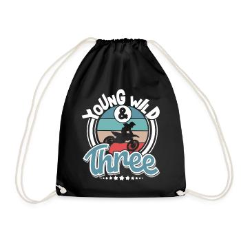 Motocross Kids 3 years Young Wild And Three - Drawstring Bag - black - Front