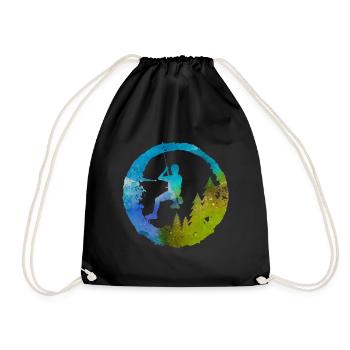 Mountaineer Dad Father's Day Watercolor Climber - Drawstring Bag - black - Front