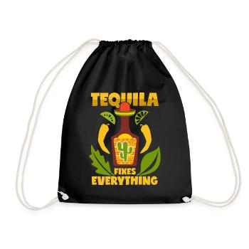Tequila Spruch Mexiko Schnaps - Turnbeutel - Schwarz - Vorne