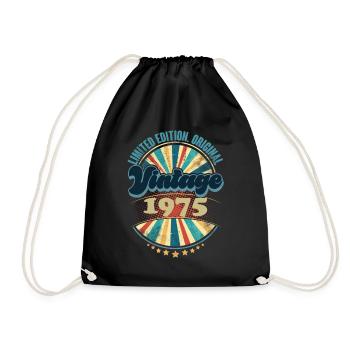 Year of birth 1975 Birthday Vintage - Drawstring Bag - black - Front