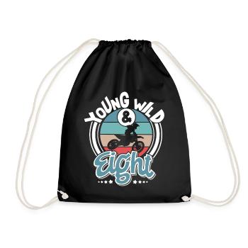 Motocross children 8 years - Drawstring Bag - black - Front