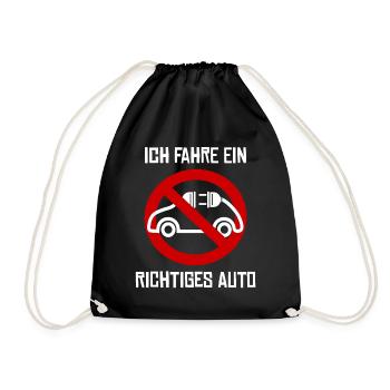 gegen E-Auto mit Strom Anti Elektroauto - Turnbeutel - Schwarz - Vorne