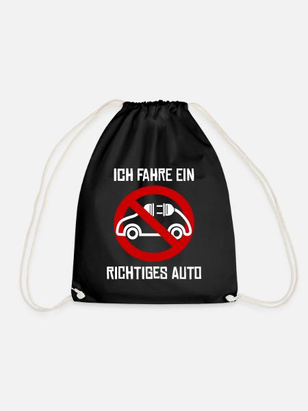 gegen E-Auto mit Strom Anti Elektroauto - Turnbeutel - Schwarz