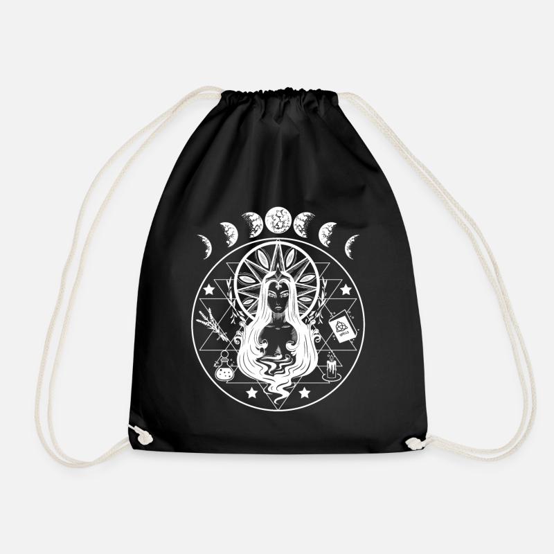 Hexe mit Mondphasen Gothic Fantasy Geschenk - Turnbeutel - Schwarz