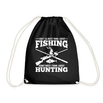 Fish Angler Deer Hunting Angler - Drawstring Bag - black - Front