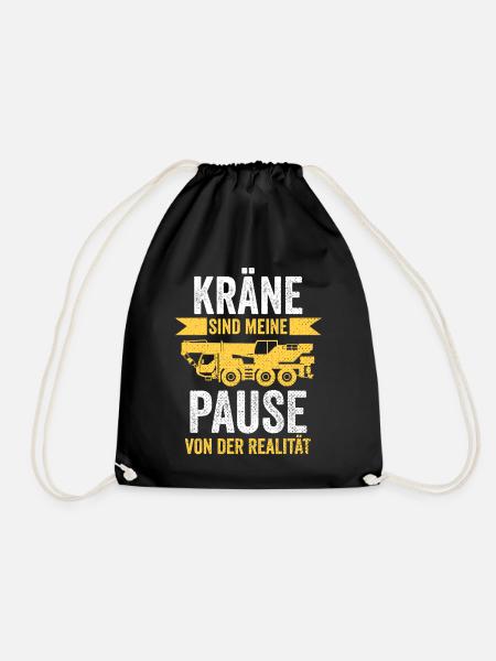Krahnführer Kranfahrer Baustelle Kran - Turnbeutel - Schwarz