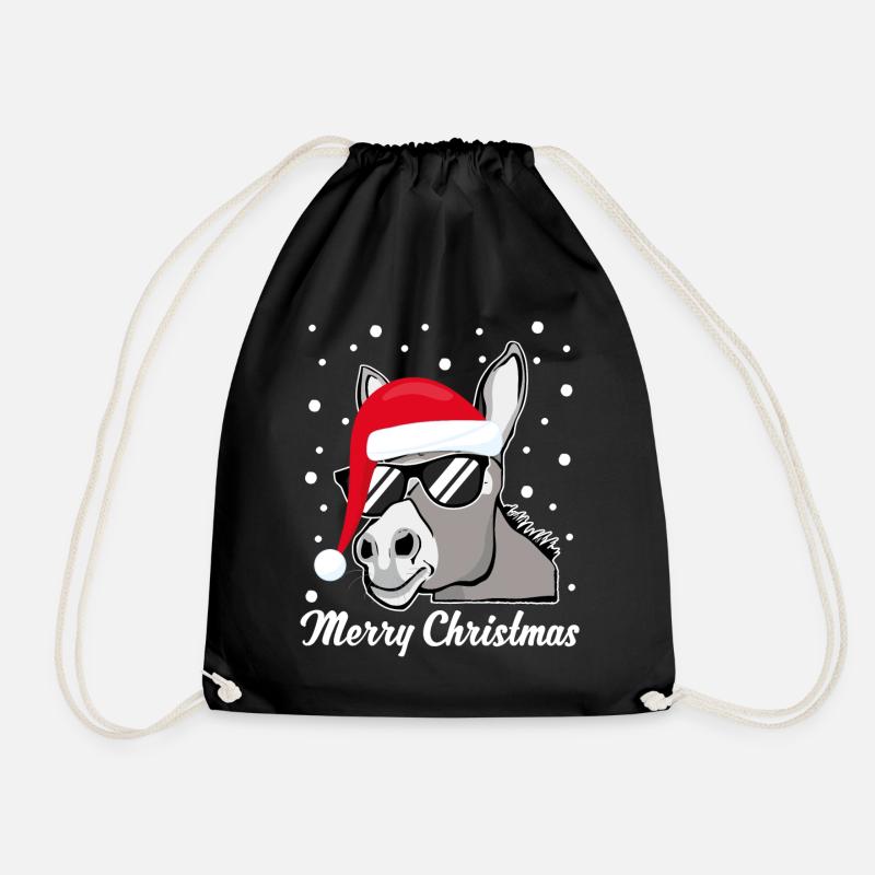 Lustiger Esel Weihnachten Tiere Geschenk Idee - Turnbeutel - Schwarz