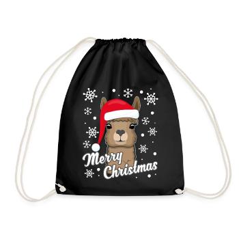 Lama Alpaka Weihnachten Tiere Geschenk Idee - Turnbeutel - Schwarz - Vorne