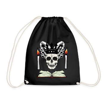 Totenkopf Satan Teufel Altar Okkult Satanisch - Turnbeutel - Schwarz - Vorne