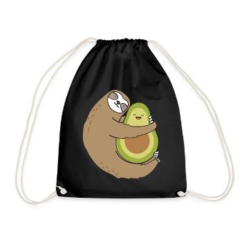 Paresseux Étreignant l’avocat végétalien - Sac de sport léger - noir - Devant