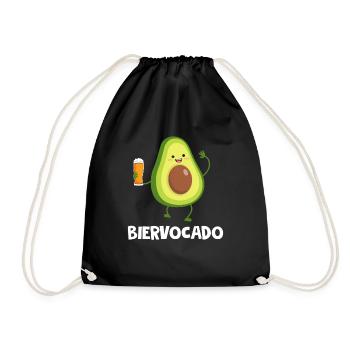 Biervocado Avocado Bier Party Alkohol Biertrinker - Turnbeutel - Schwarz - Vorne