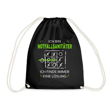 Ich bin Notfallsanitäter Drei Gewinnt - Turnbeutel - Schwarz - Vorne